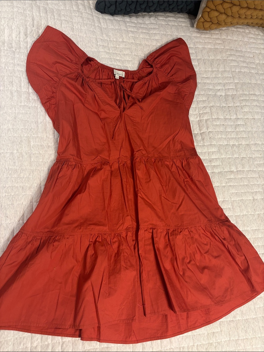 Pinch Red Tiered Mini Dress with Flutter Sleeves